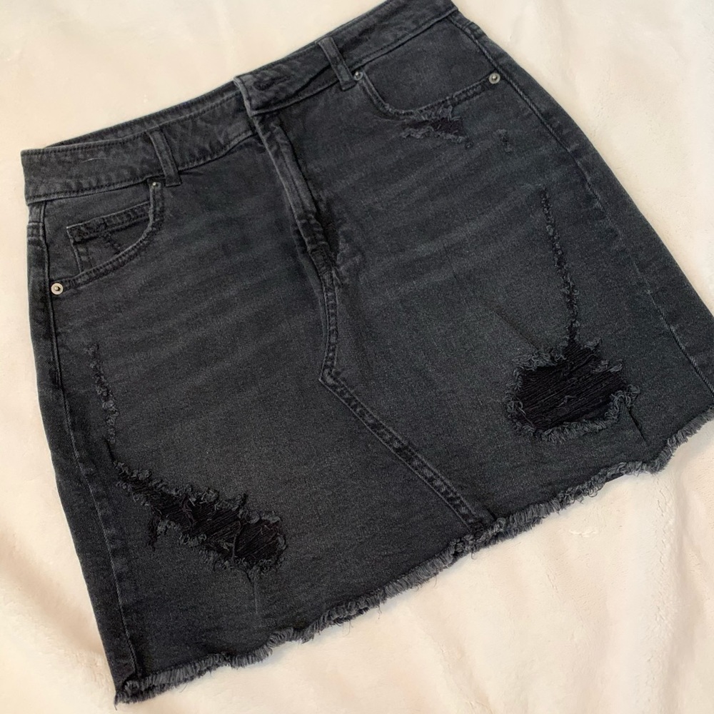 Black Jean High Waisted Mini Skirt - Never Worn